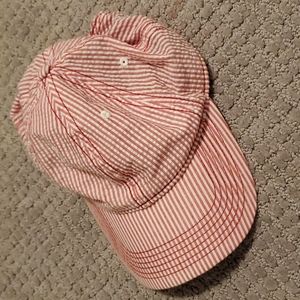 Anna & Ava red seersucker ball cap hat